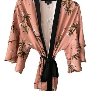 TOPSHOP Floral Bell Sleeves Kimono Loose Size 2 Fits Small To Medium